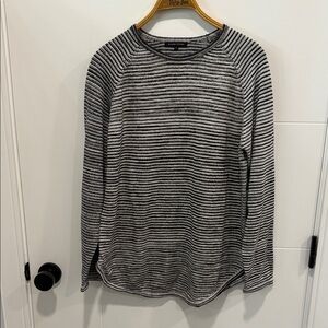 JEANNE PIERRE Black and Gray Striped Long Sleeve Shirt size large